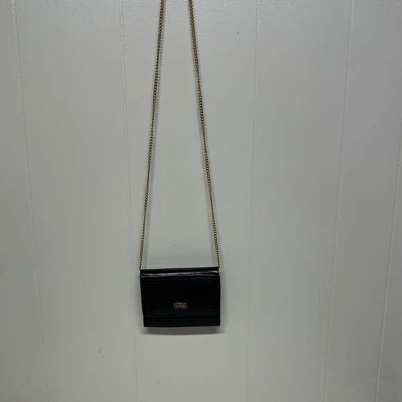 Perry Ellis Black and Gold Crossbody Bag with Chain Strap - Picture 11 of 13
